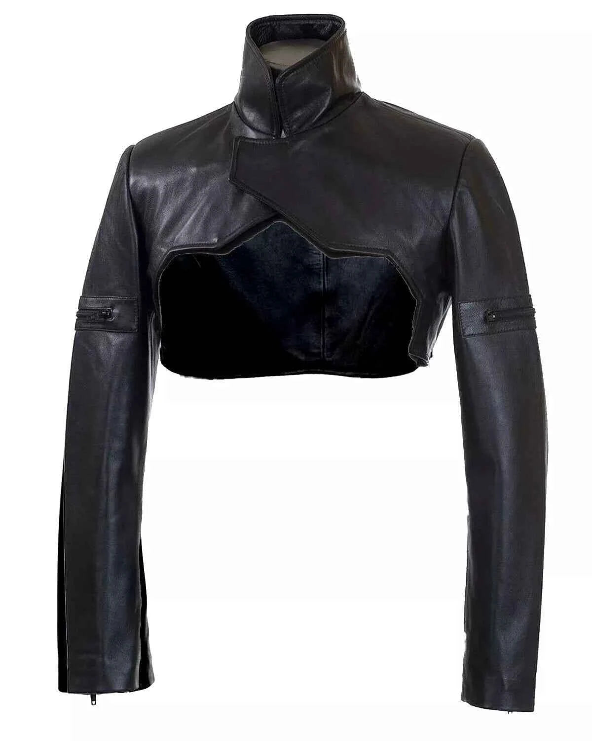 Rogue Edge – Women’s Cropped Leather Biker Bolero with High Collar