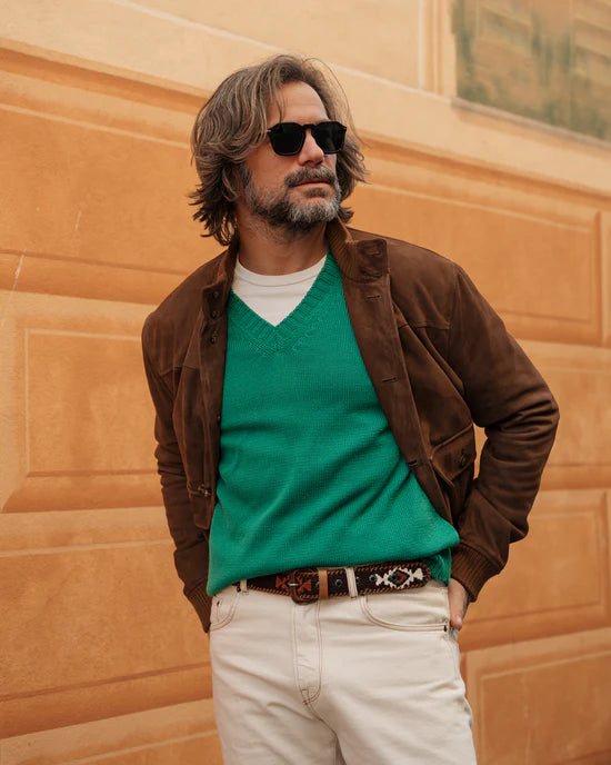 Compiano Heritage – Men’s Suede Leather Bomber Jacket Luxequir Vogue