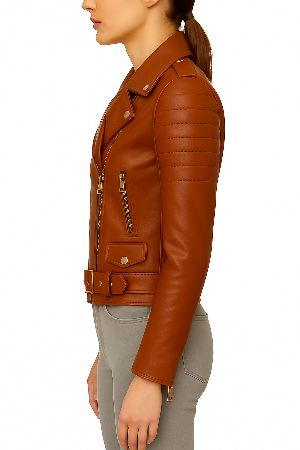Urban Rider – Women’s Lambskin Leather Belted Biker Jacket Luxequir Vogue