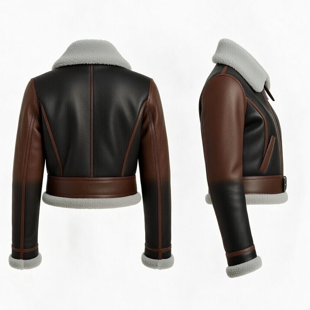 AeroChic Women’s Shearling Bomber Jacket Cropped Leather Luxequir Vogue