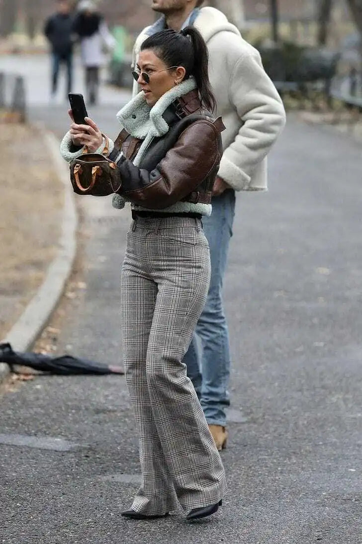 AeroChic Women’s Shearling Bomber Jacket Cropped Leather Luxequir Vogue