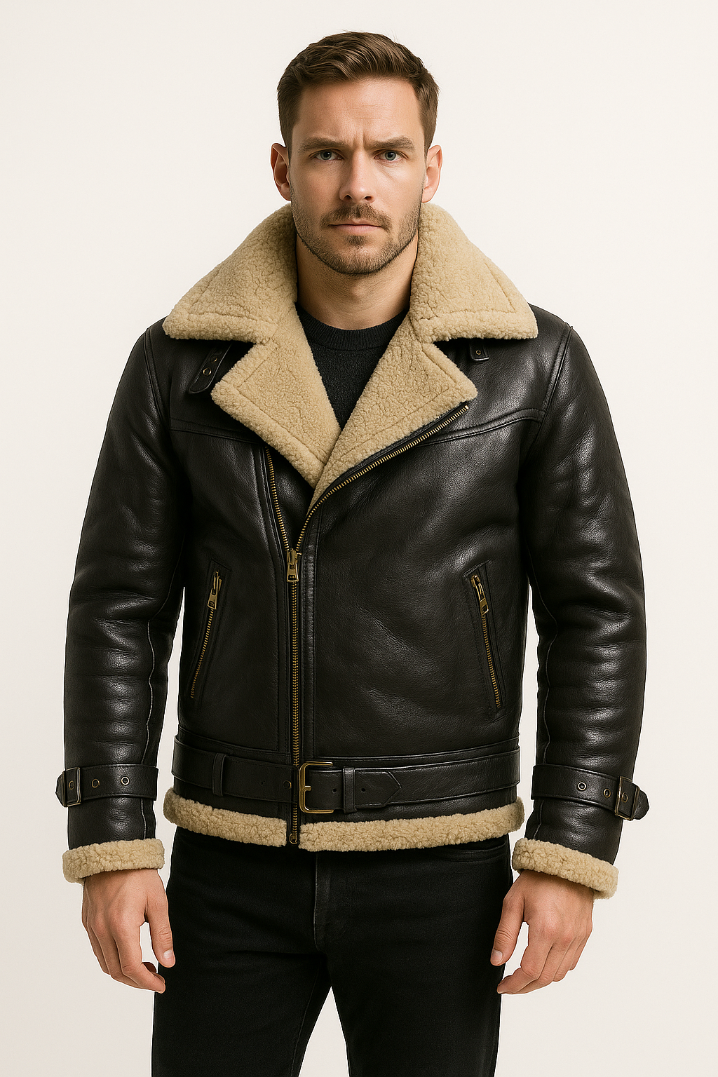 Altitude Ace – Men’s Shearling-Lined Leather Aviator Jacket Luxequir Vogue