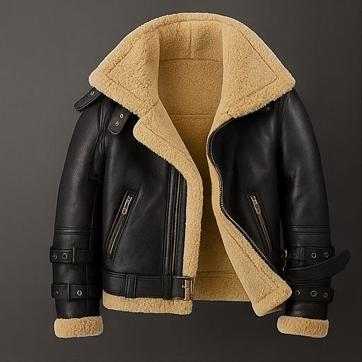 Altitude Ace – Men’s Shearling-Lined Leather Aviator Jacket Luxequir Vogue