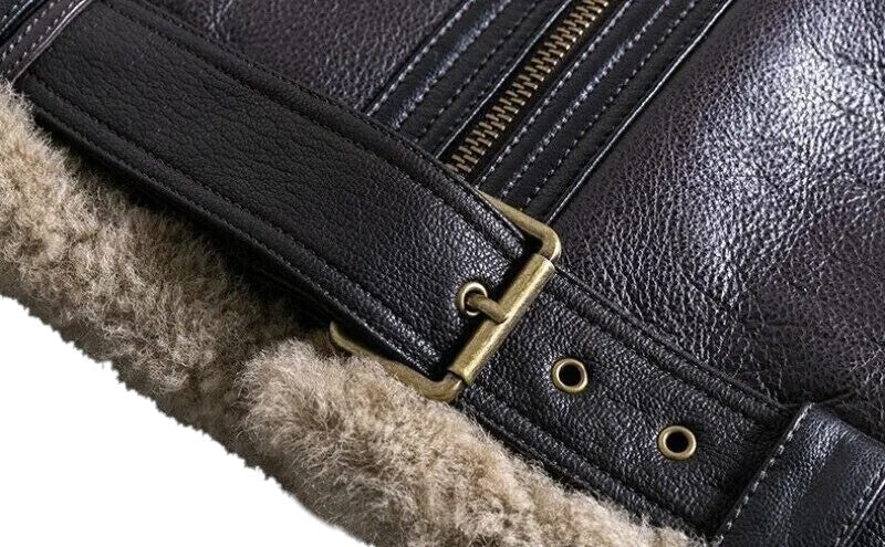 Altitude Ace – Men’s Shearling-Lined Leather Aviator Jacket Luxequir Vogue