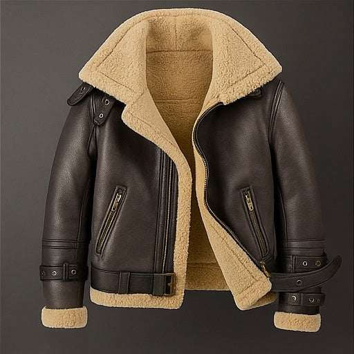 Altitude Ace – Men’s Shearling-Lined Leather Aviator Jacket Luxequir Vogue