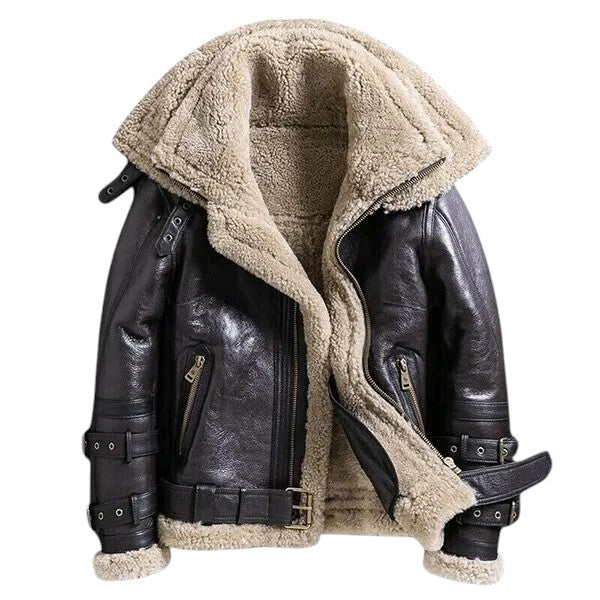 Altitude Ace – Men’s Shearling-Lined Leather Aviator Jacket Luxequir Vogue