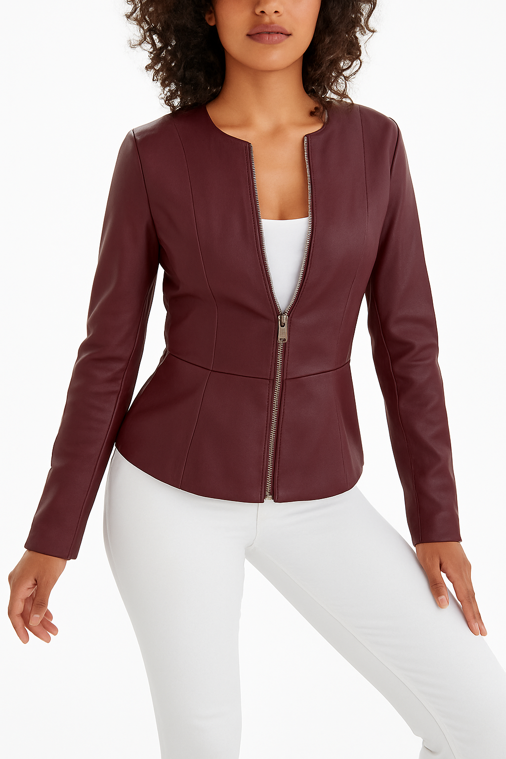 Azure Grace Turquoise Leather Jacket for Women - Tailored Style Luxequir Vogue