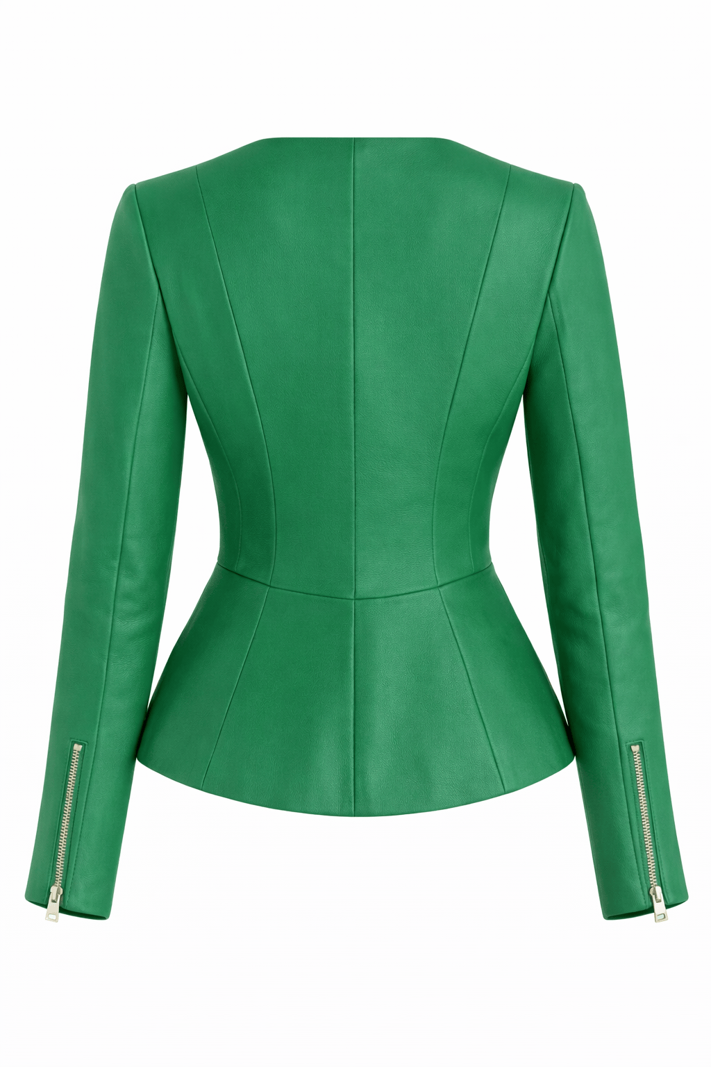 Green peplum jacket on a white background