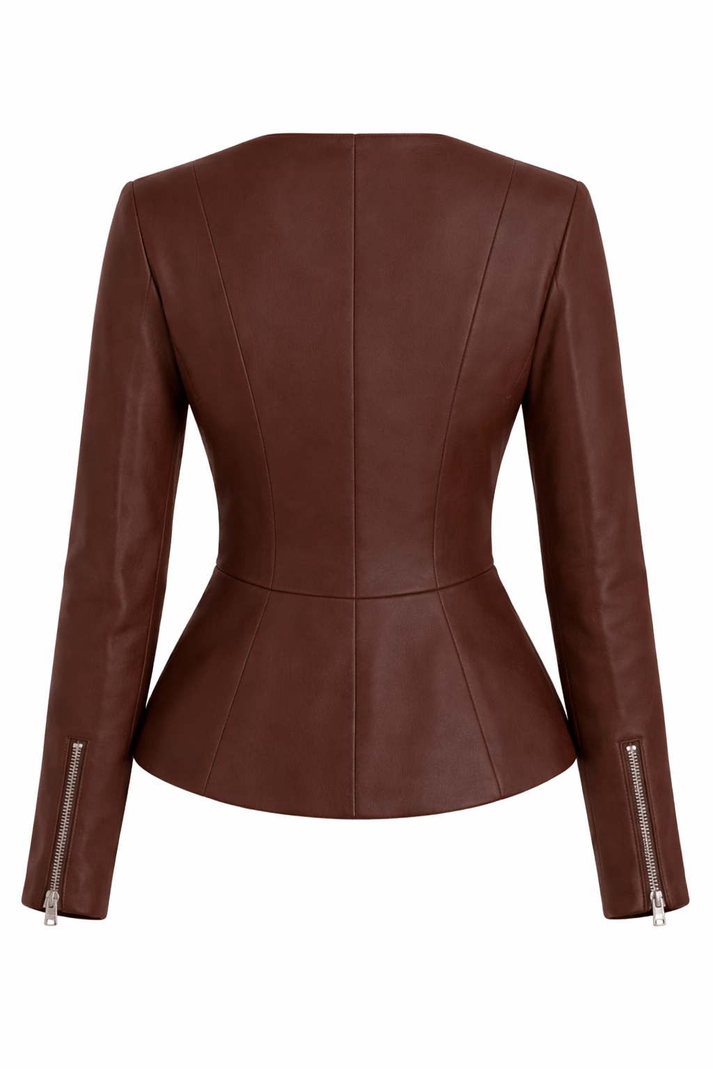 Brown leather jacket on a white background