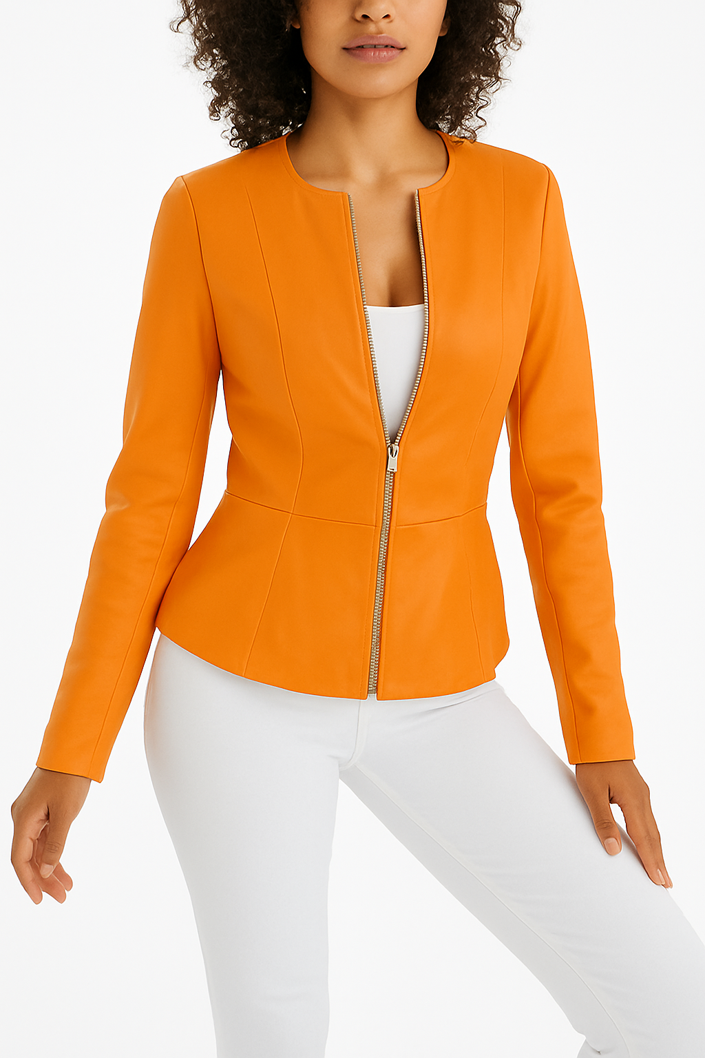 Azure Grace Turquoise Leather Jacket for Women - Tailored Style Luxequir Vogue