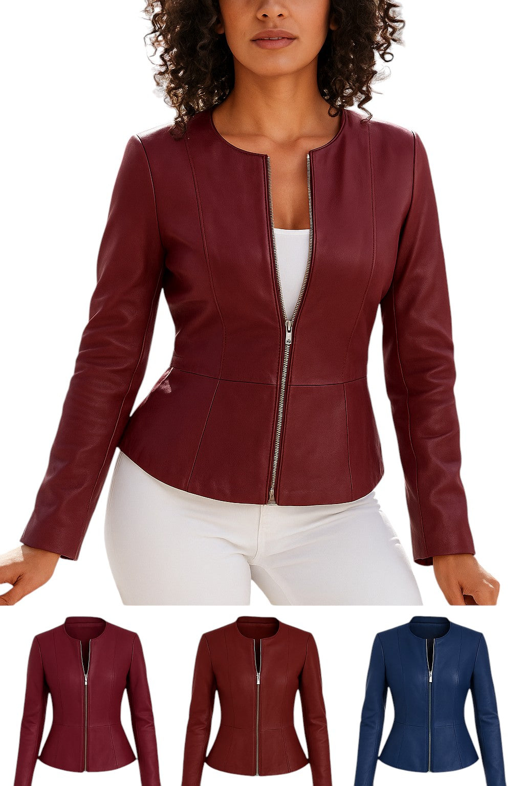 Azure Grace Turquoise Leather Jacket for Women - Tailored Style Luxequir Vogue