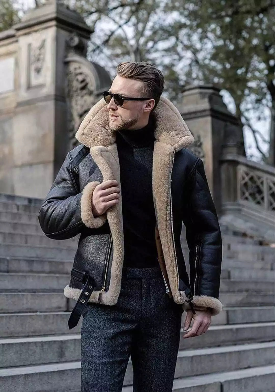 Black B3 Shearling Aviator – Real RAF Bomber Jacket Luxequir Vogue