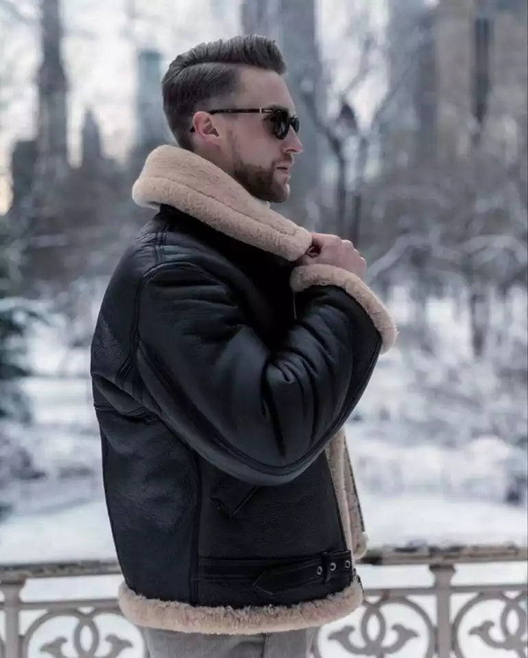 Black B3 Shearling Aviator – Real RAF Bomber Jacket Luxequir Vogue