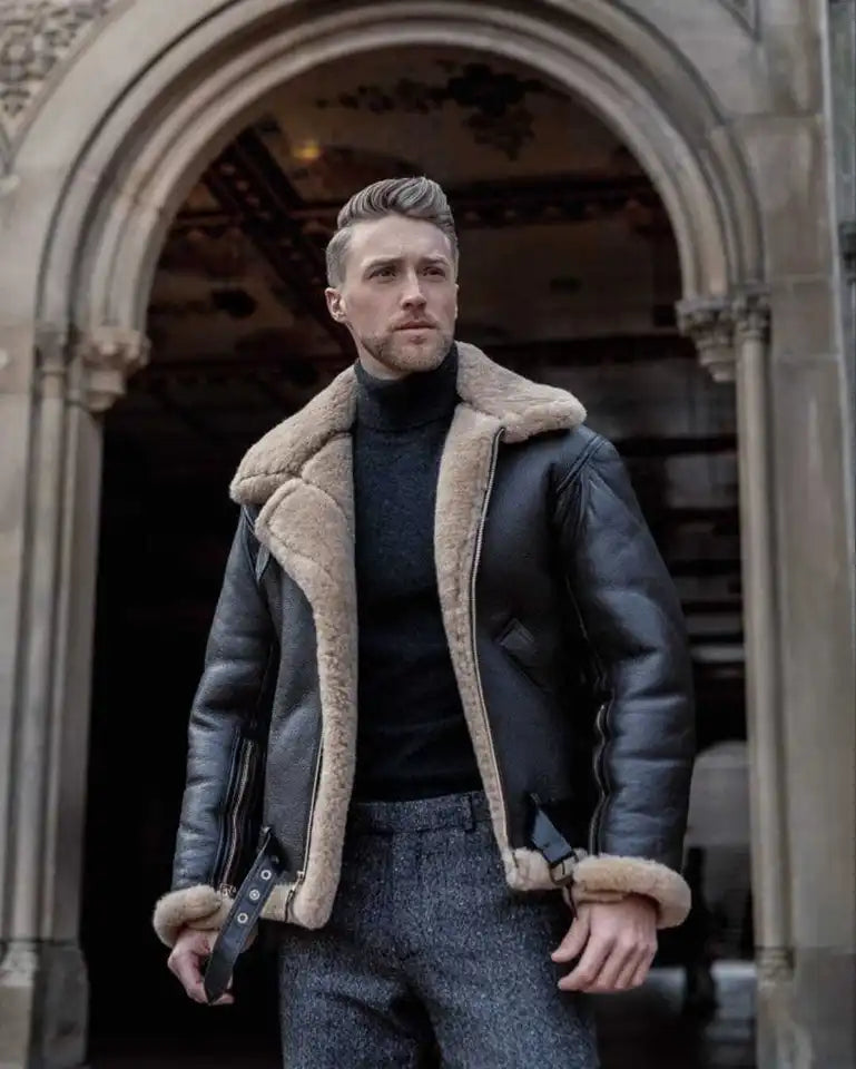 Black B3 Shearling Aviator – Real RAF Bomber Jacket Luxequir Vogue