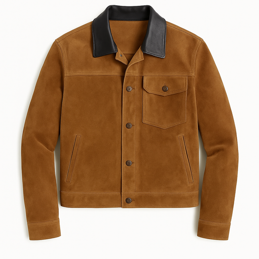Bronzed Oak Suede Trucker – Classic Fit Luxequir Vogue