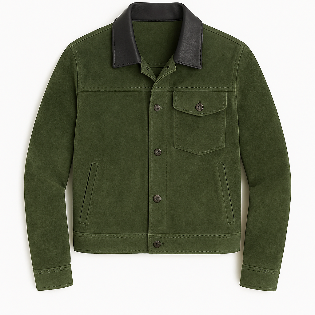 Bronzed Oak Suede Trucker – Classic Fit Luxequir Vogue