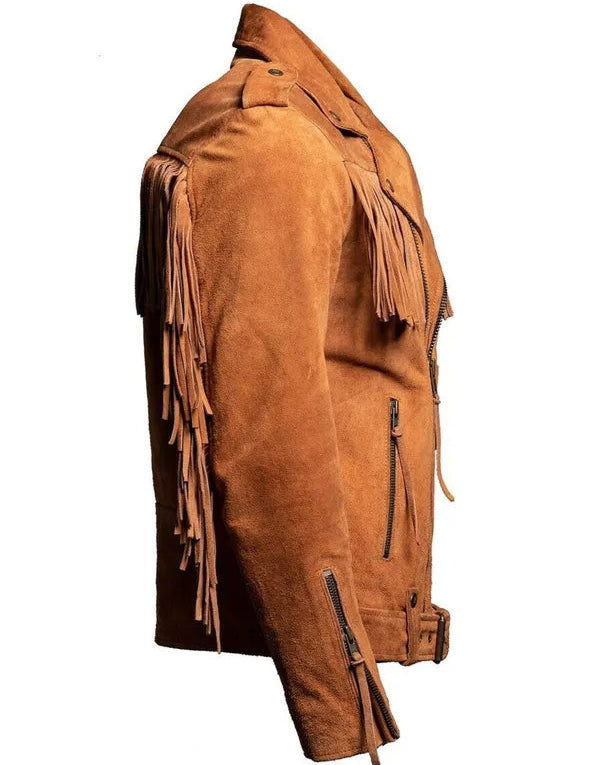 Canyon Rebel – Men’s Vintage Brown Suede Fringe Jacket Luxequir Vogue