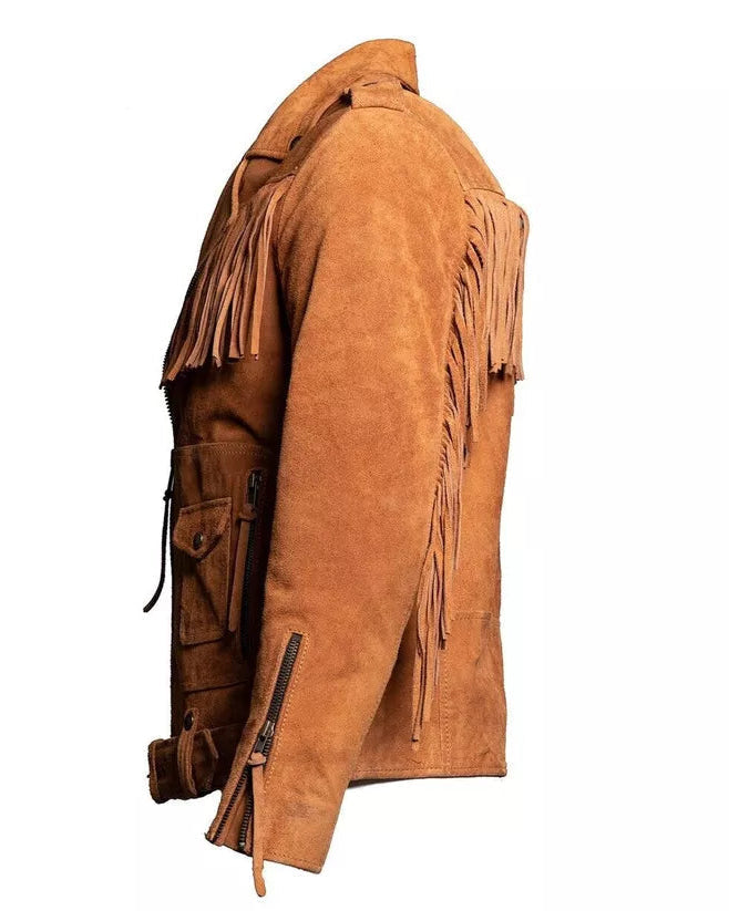 Canyon Rebel – Men’s Vintage Brown Suede Fringe Jacket Luxequir Vogue