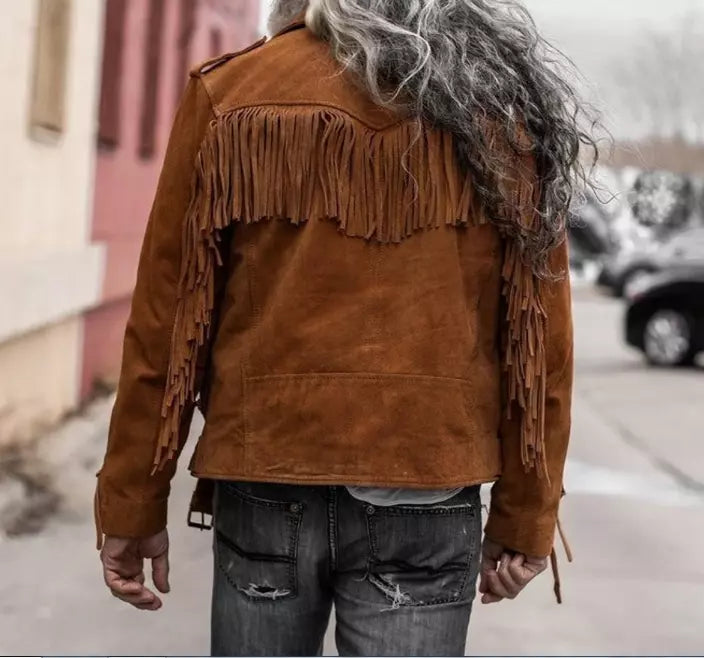 Canyon Rebel – Men’s Vintage Brown Suede Fringe Jacket Luxequir Vogue