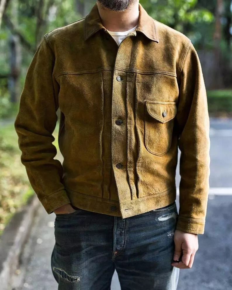 Canyon Rust Trucker – Classic Cow Suede Luxequir Vogue
