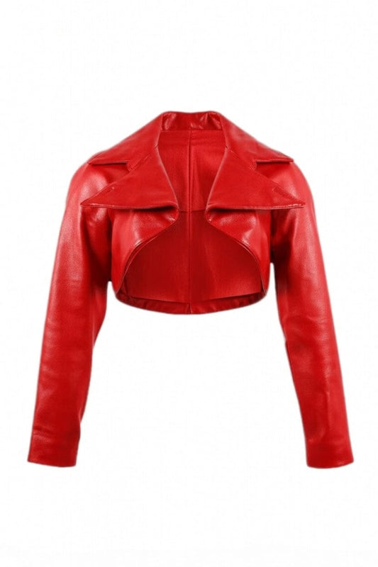 Red leather jacket on a white background