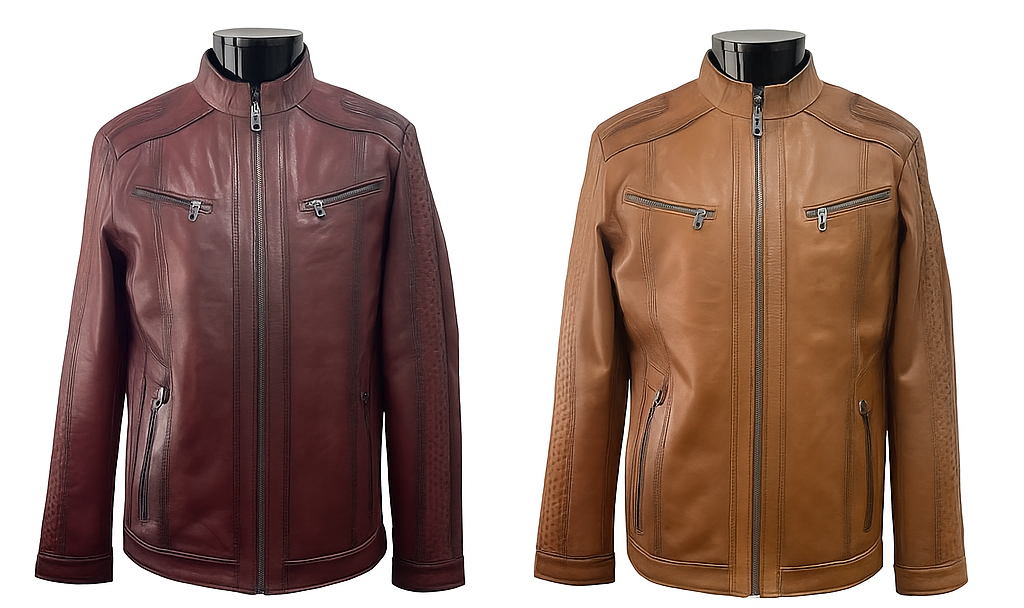 Crimson Grid – Men’s Maroon Textured Biker Leather Jacket Luxequir Vogue