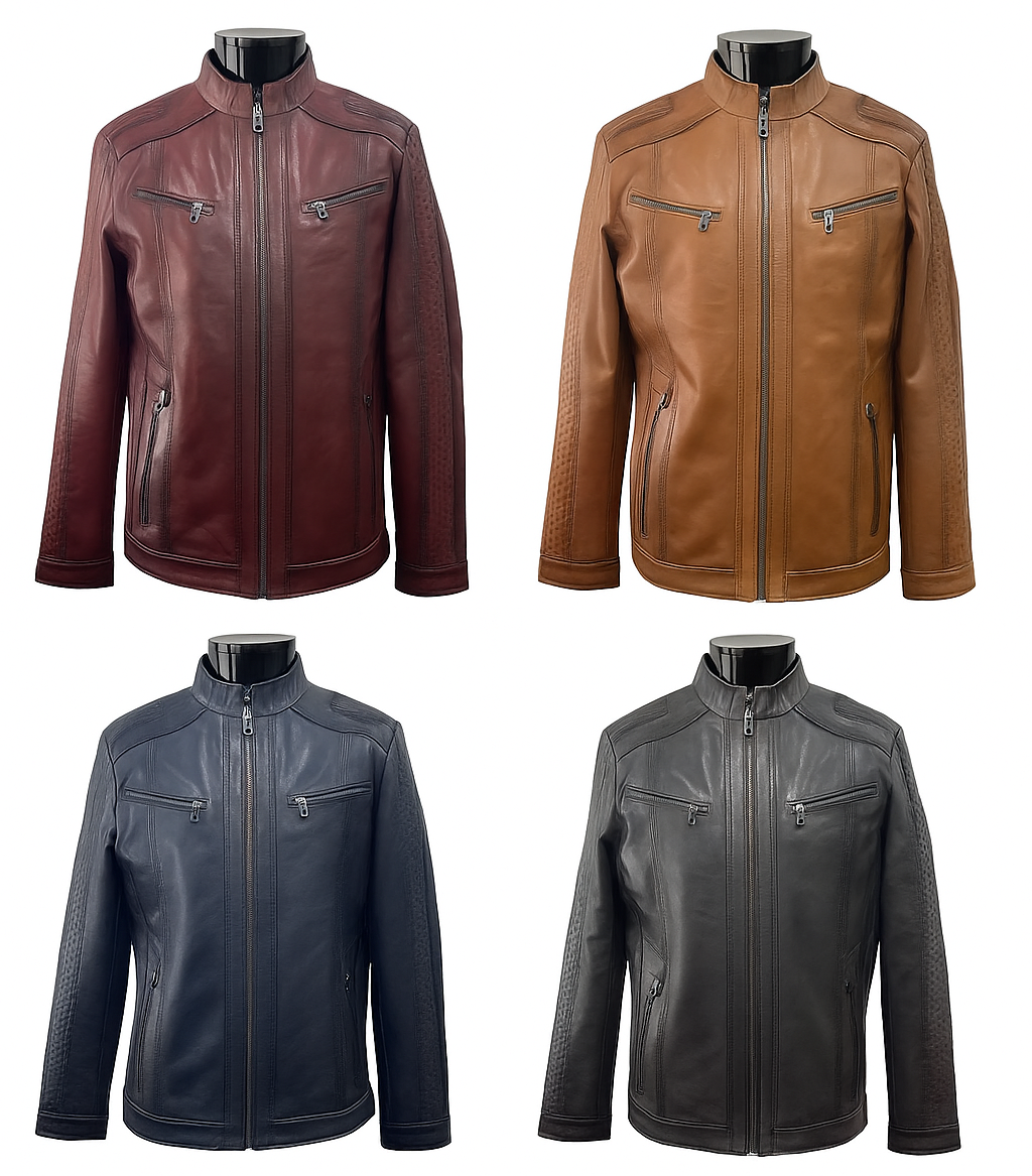 Crimson Grid – Men’s Maroon Textured Biker Leather Jacket Luxequir Vogue