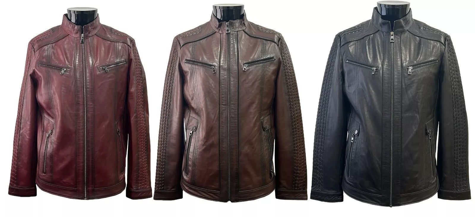 Crimson Grid – Men’s Maroon Textured Biker Leather Jacket Luxequir Vogue