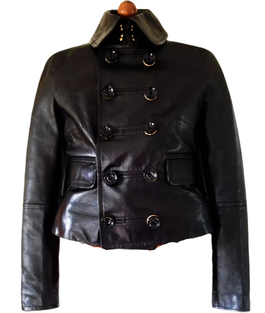DSQUARED2 Military Peacoat – Double-Breasted Italian Leather Luxequir Vogue