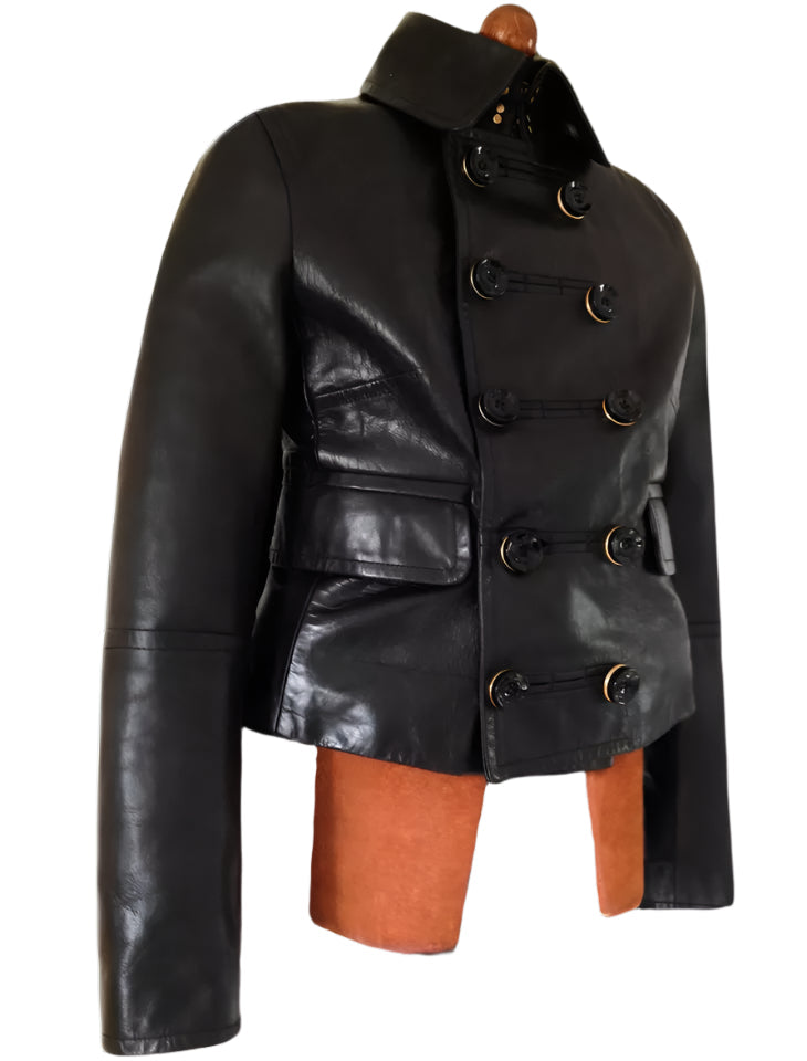 DSQUARED2 Military Peacoat – Double-Breasted Italian Leather Luxequir Vogue