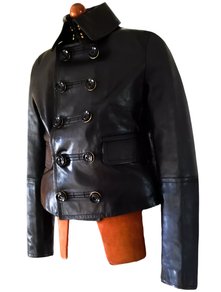 DSQUARED2 Military Peacoat – Double-Breasted Italian Leather Luxequir Vogue