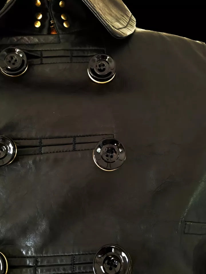 DSQUARED2 Military Peacoat – Double-Breasted Italian Leather Luxequir Vogue