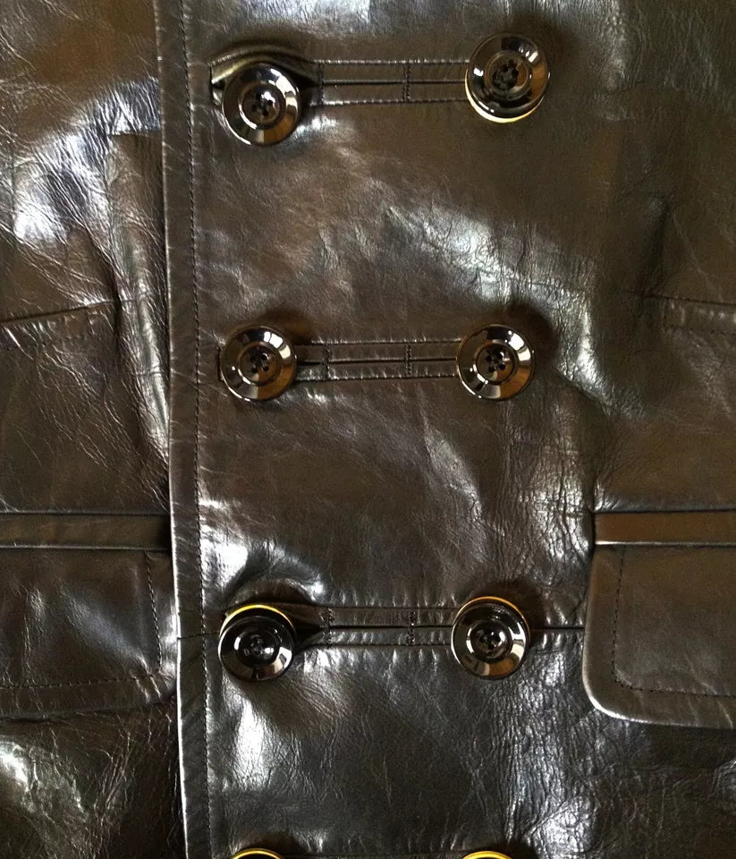 DSQUARED2 Military Peacoat – Double-Breasted Italian Leather Luxequir Vogue