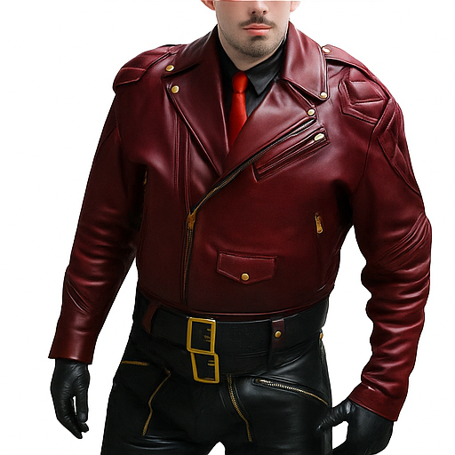 Dominion Rider – Men’s Full Cowhide Leather Biker Suit with Gold Accents Luxequir Vogue