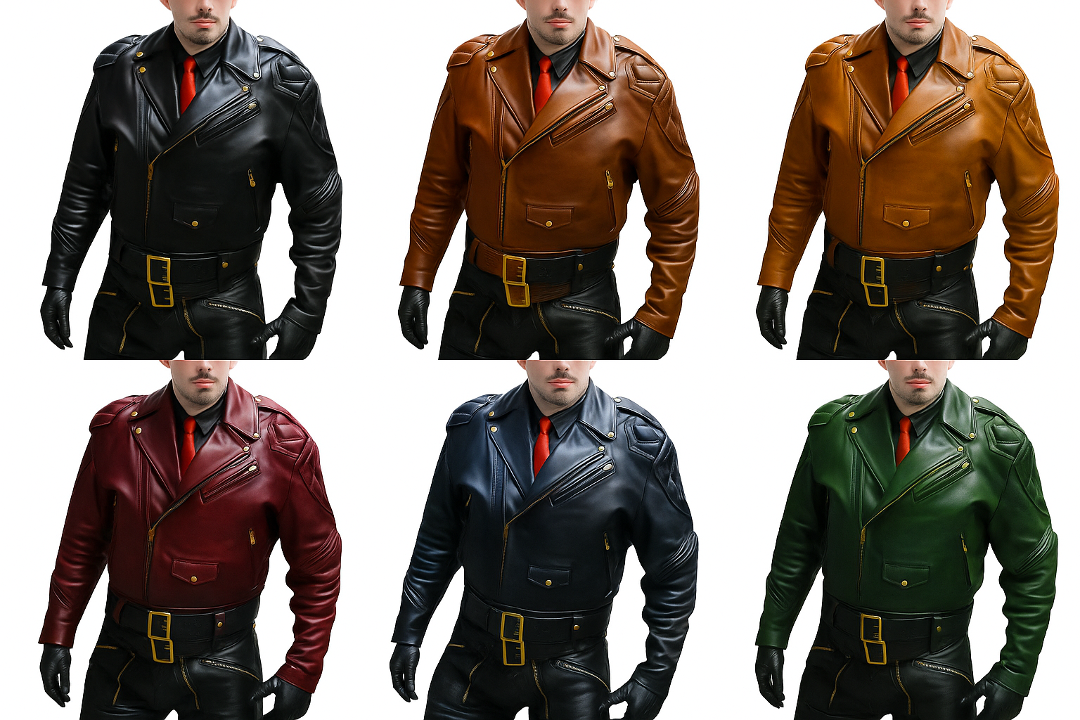 Dominion Rider – Men’s Full Cowhide Leather Biker Suit with Gold Accents Luxequir Vogue