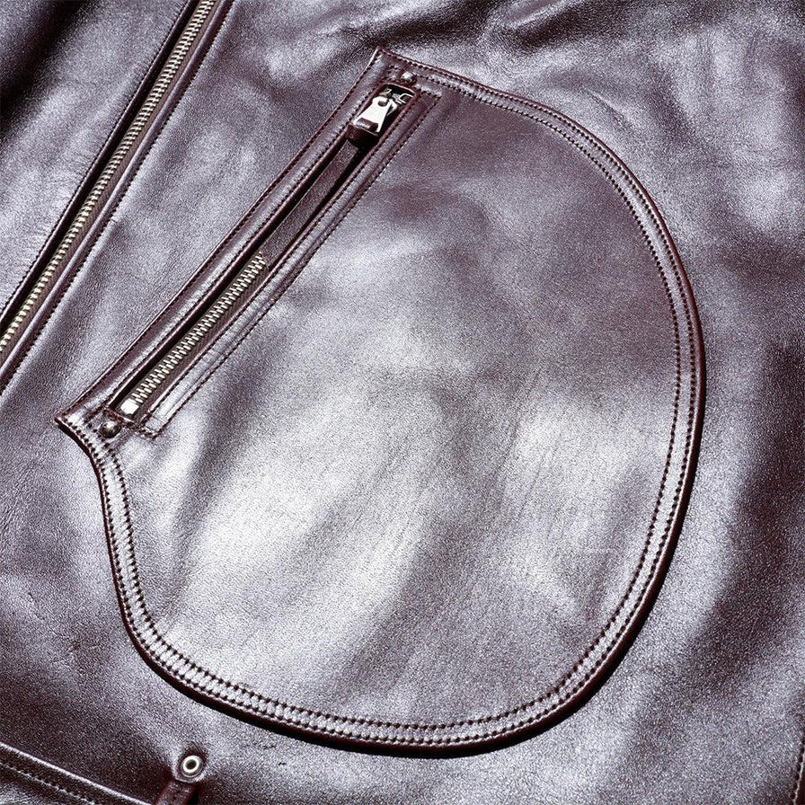 Fountain Head Beta – Maroon Horsehide Leather Biker Jacket Luxequir Vogue