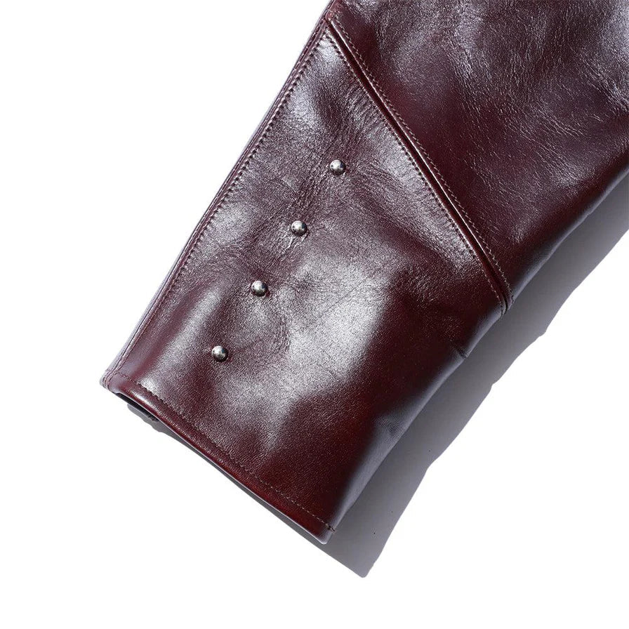 Fountain Head Beta – Maroon Horsehide Leather Biker Jacket Luxequir Vogue