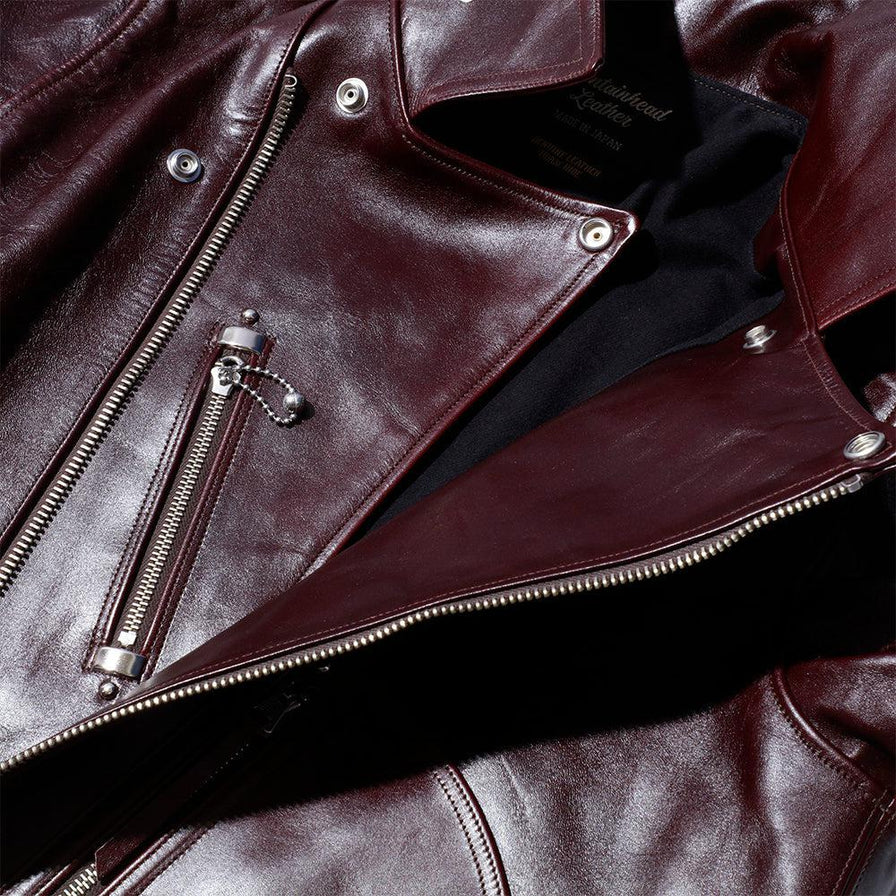 Fountain Head Beta – Maroon Horsehide Leather Biker Jacket Luxequir Vogue