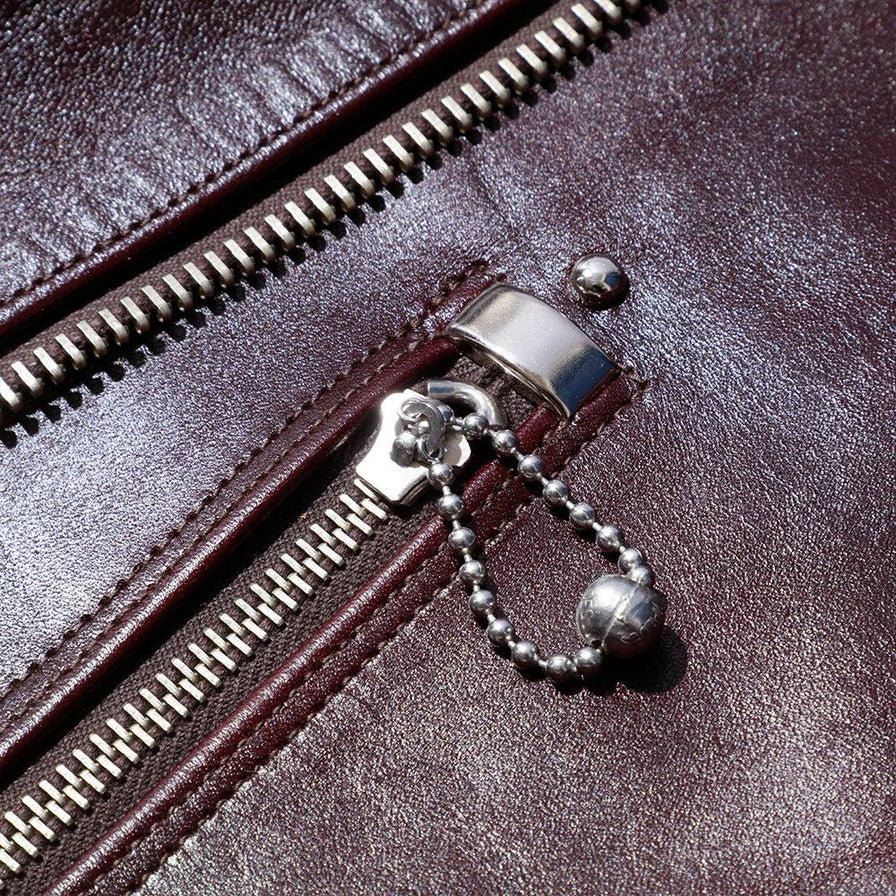 Fountain Head Beta – Maroon Horsehide Leather Biker Jacket Luxequir Vogue