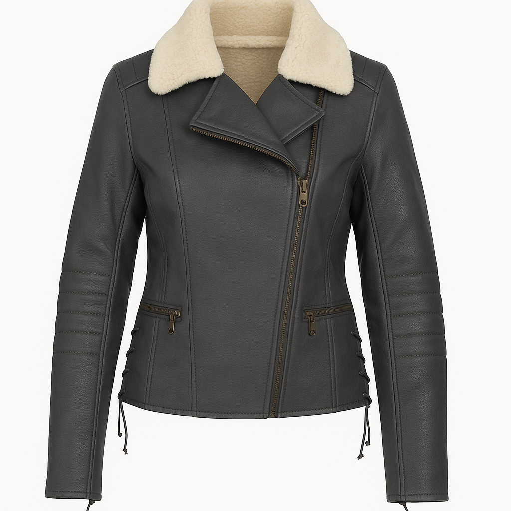 Fur Valor – Women’s Dark Brown Leather Jacket with Fox Fur Collar Luxequir Vogue
