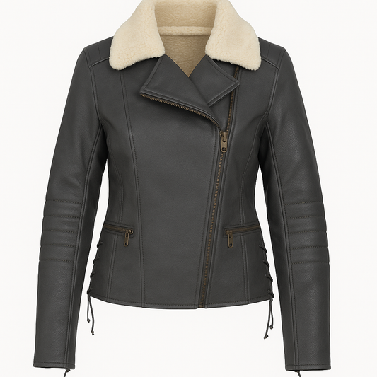Fur Valor – Women’s Dark Brown Leather Jacket with Fox Fur Collar Luxequir Vogue