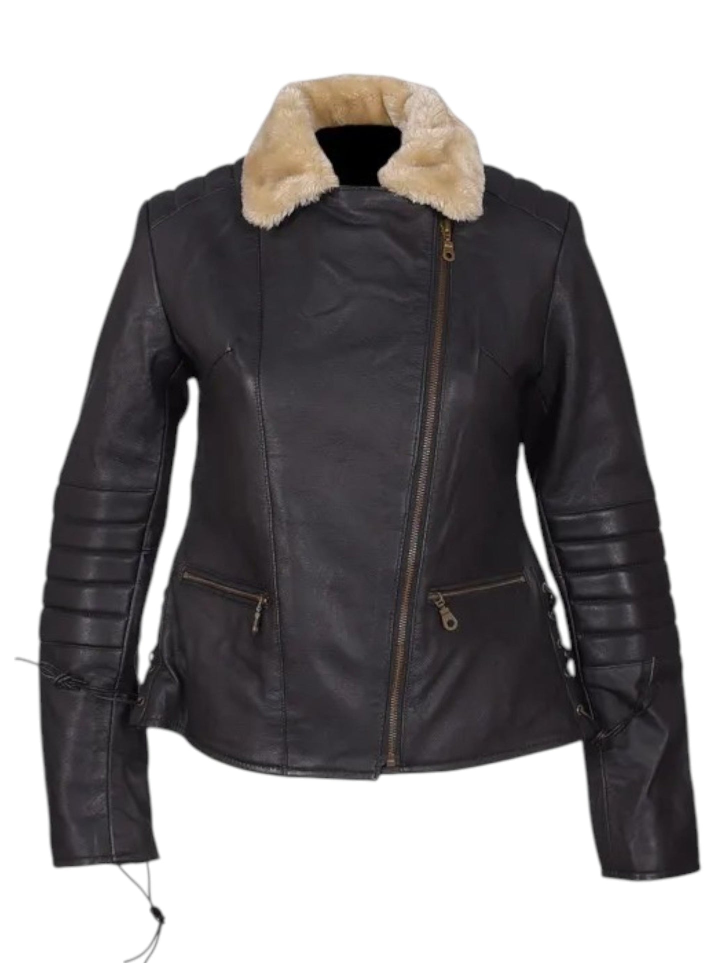 Fur Valor – Women’s Dark Brown Leather Jacket with Fox Fur Collar Luxequir Vogue