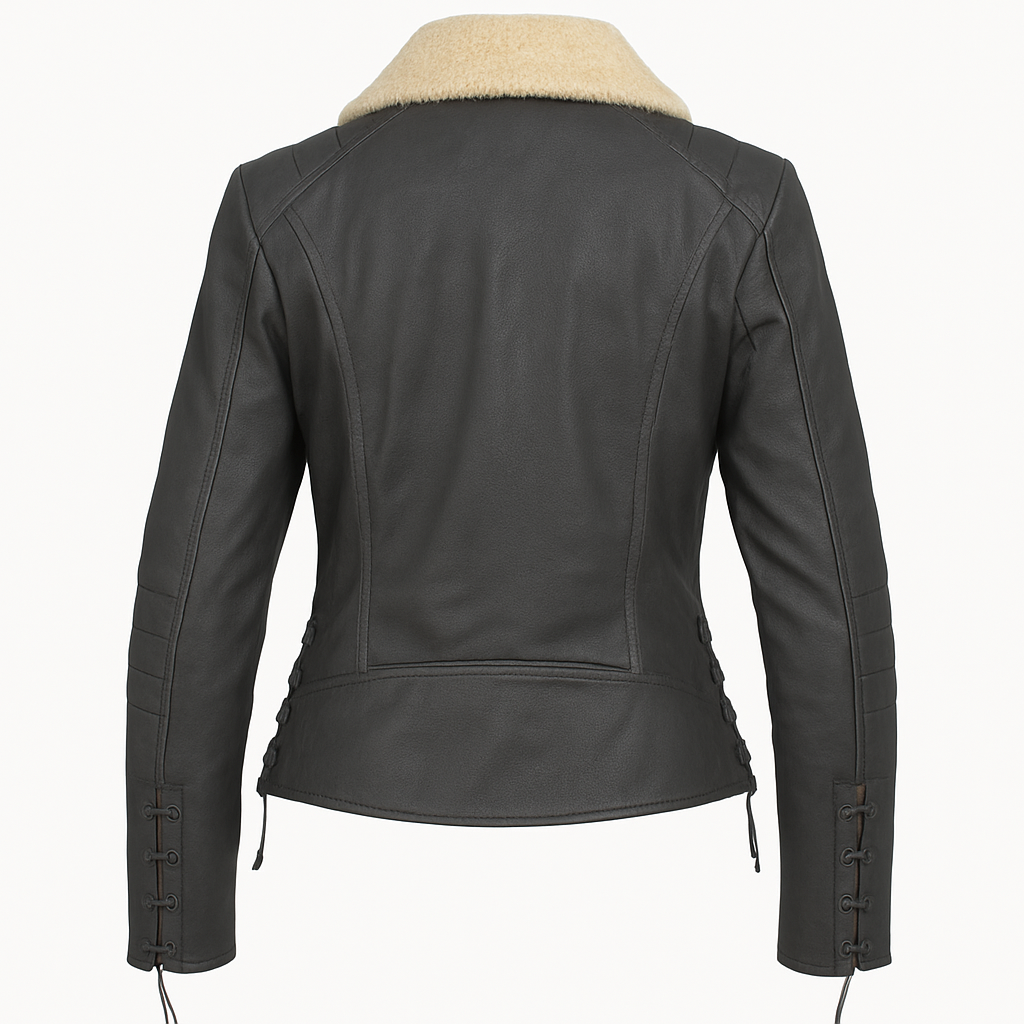 Fur Valor – Women’s Dark Brown Leather Jacket with Fox Fur Collar Luxequir Vogue
