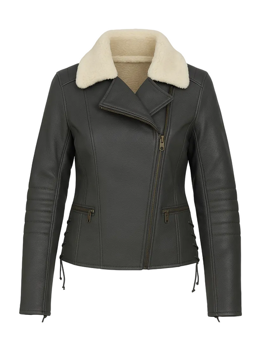 Fur Valor Dark Brown Leather Jacket with Fur Collar for Women - Stylish Elegance and Warmth Luxequir Vogue