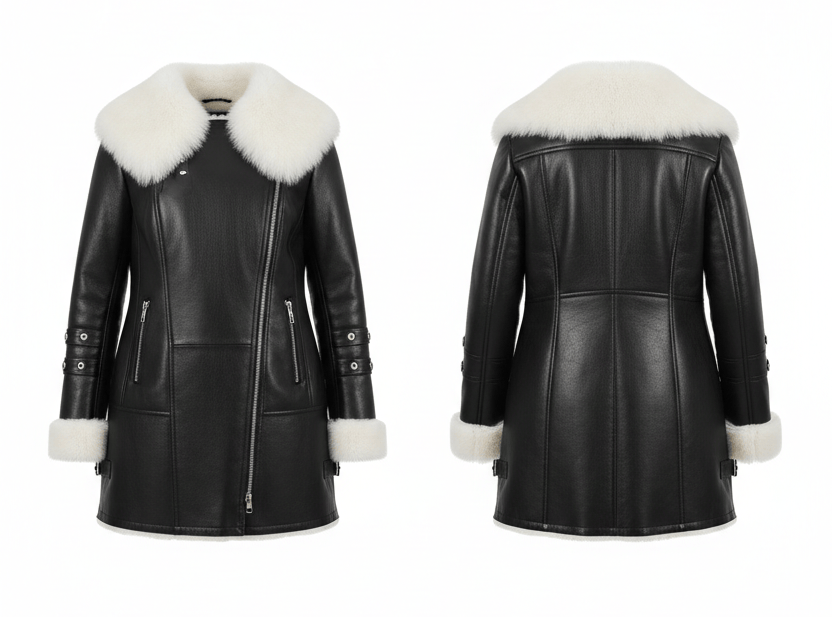 Arctic Envy Women’s Shearling Leather Coat Faux Fur Luxequir Vogue
