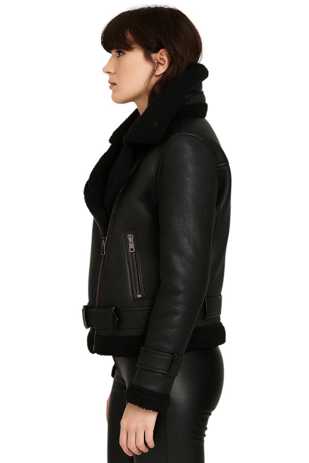 Hearthline Aviator Women's Shearling Flight Jacket in Premium Leather Luxequir Vogue