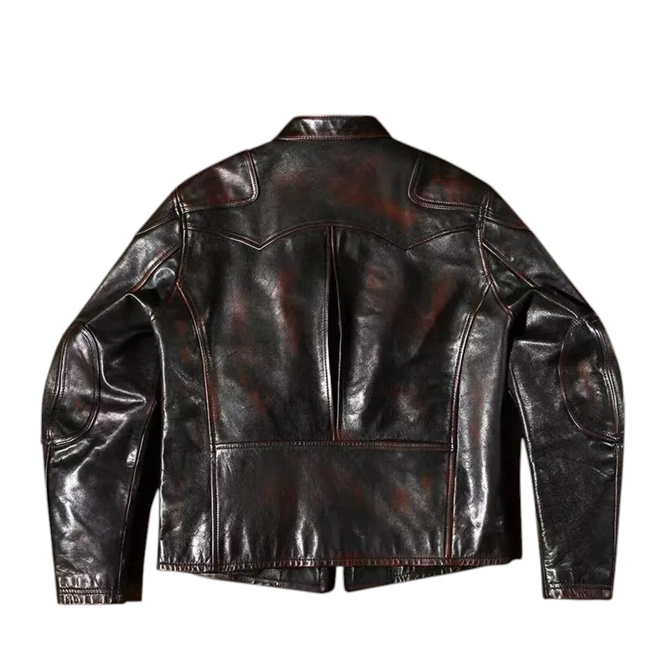 Iron Ember – Men’s Vintage Crunch Cowhide Leather Biker Jacket Luxequir Vogue