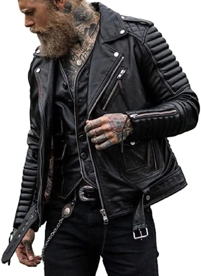 Iron Reign – Men’s Quilted Armored Biker Leather Jacket Luxequir Vogue