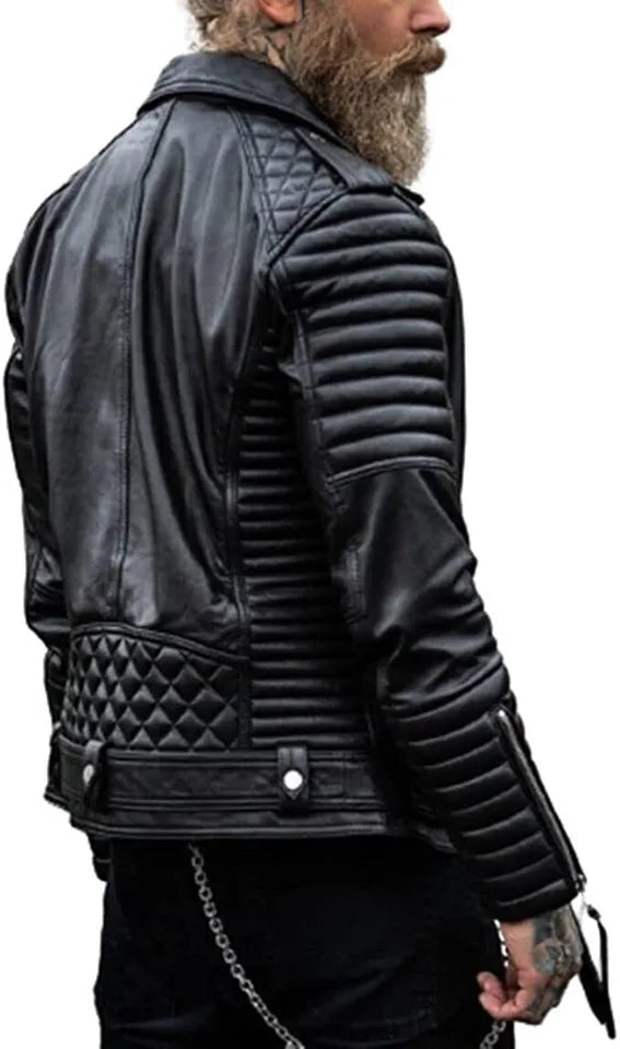 Iron Reign – Men’s Quilted Armored Biker Leather Jacket Luxequir Vogue