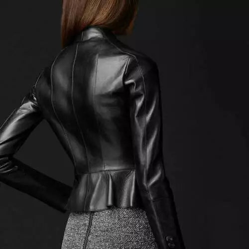 Jet Belle – Women’s Peplum Leather Biker Jacket Luxequir Vogue